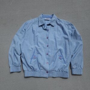 Vintage Gingham Varsity Jacket by Alfred Dunner Womens Size 6 Petite